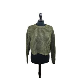 American Eagle Wide Crop Sweater Long Sleeve Army Green Size XS Grunge